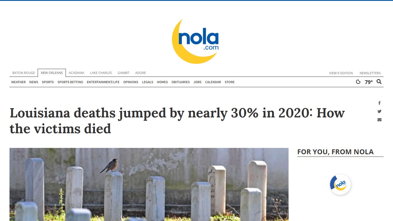 Louisiana deaths jumped by nearly 30% in 2020: How the victims died