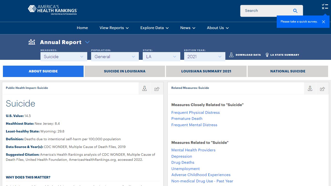 Explore Suicide in Louisiana | 2021 Annual Report | AHR